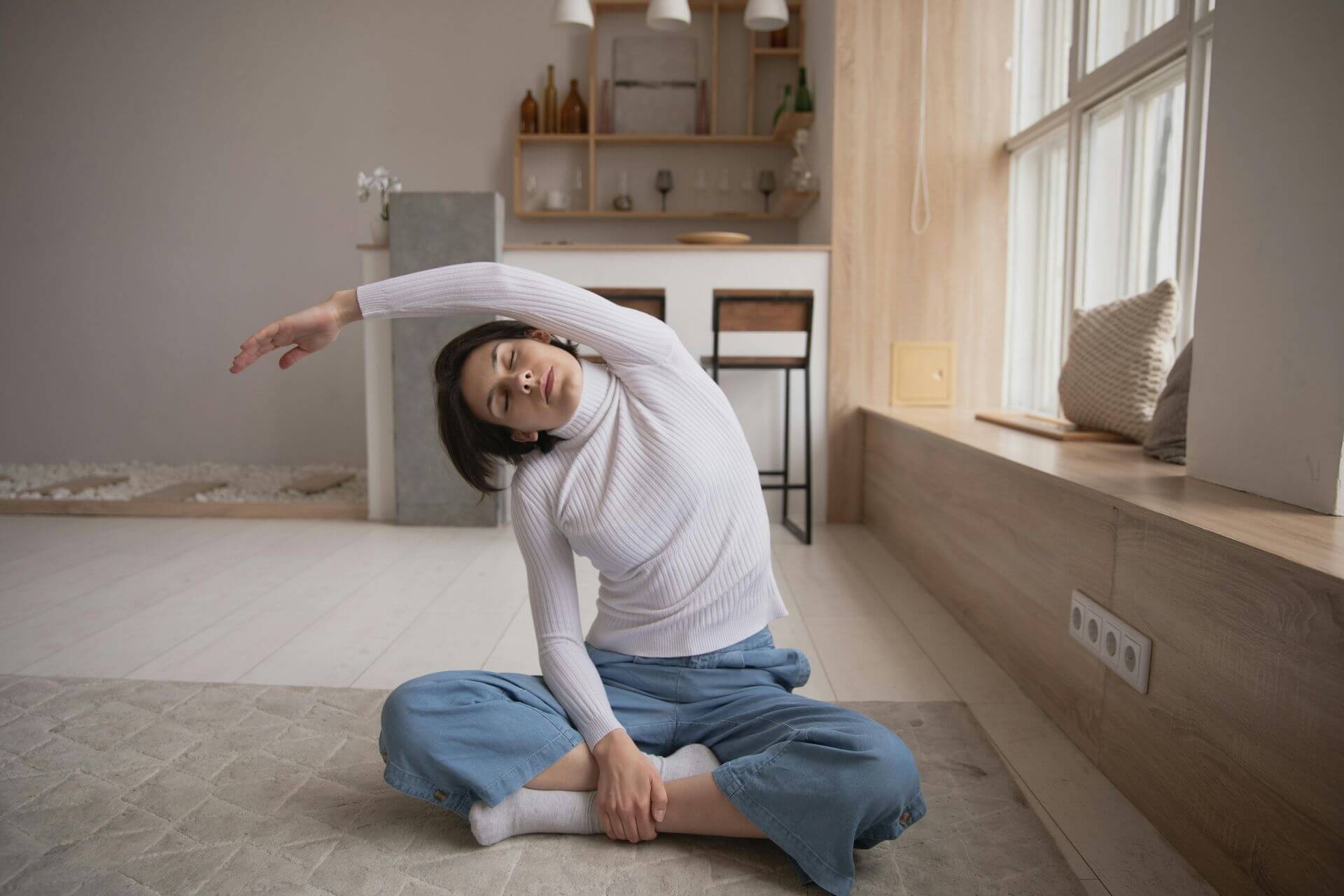 Woman stretching in the morning