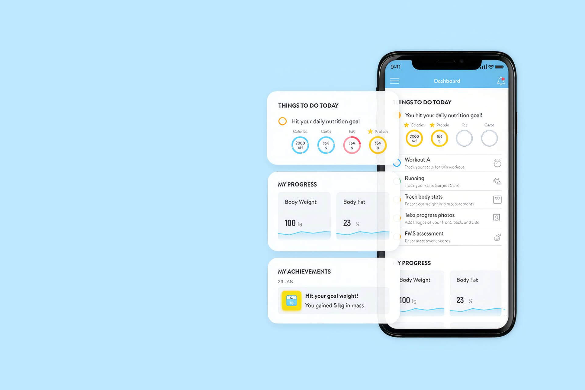 Mobile app for online health and fitness coaching